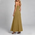 thumbnail image 7 of Women's Solid Color Sleeveless Ribbed Knit Maxi Dress, Spaghetti Strap with Pockets, Loose Fit Casual Long Dress, Comfortable Breathable Sundress for Summer Beach Vacation Yellow M, 7 of 7
