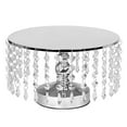 thumbnail image 1 of 1 Pc, Hanging Crystal Cake Stand Pedestal Riser 12" Round - Silver For Tea Or Garden Party, Baby Shower, Bridal Shower, Wedding, Birthday Party, 1 of 1