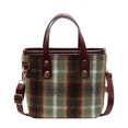 thumbnail image 5 of Bolso de mano versátil a cuadros para otoño e invierno, nuevo bolso de hombro popular de moda 2025, bolso de mensajero a cuadros retro, bolso tipo cubo para mujer, 5 of 5
