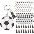 thumbnail image 1 of 1 caja de 64 llaveros deportivos de fútbol, ​​llaveros acrílicos de fútbol, ​​llaveros de equipo con parte trasera plana y borlas., 1 of 6