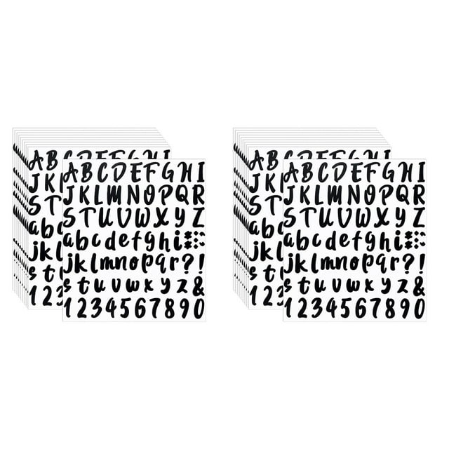 1440 Pieces 20 Sheets Self-Adhesive Vinyl Sticker, Alphabet Letter Number Stickers for Mailbox, Door (Black, 1 Inch)