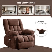 JONPONY Power Lift Recliner Chair Recliners for Elderly with Heat and Massage Recliner Chair for Living Room with Infinite Position and Side Pocket,USB Charge Port,Brown