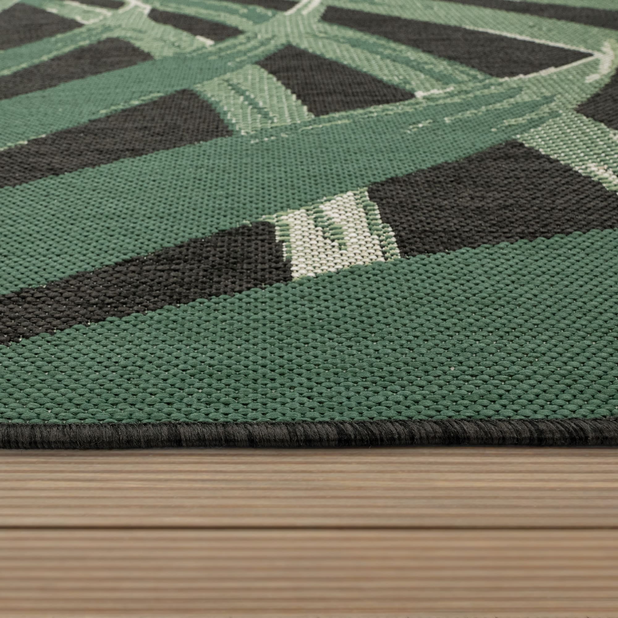 Paco Home In- & Outdoor Rug with with Jungle Design in Green Black - 6'7" x 9'6" (6'x9')