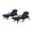 Dark Brown/Navy Blue, variant on Riley Outdoor Faux Wicker Chaise Lounges with Cushion (Set of 2), Dark Brown and Blue