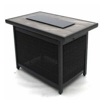 Four Seasons Courtyard Wilmette Firepit Woven Wicker with Stone Top