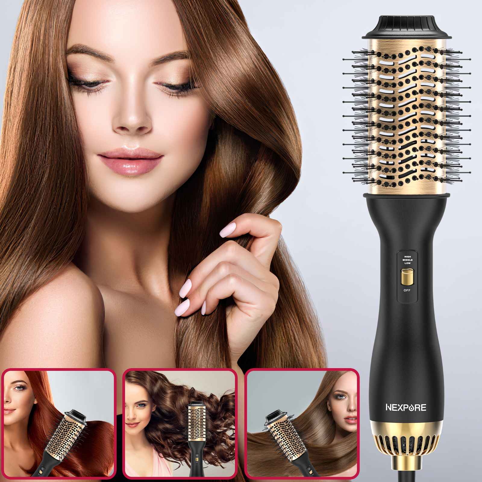 NEXPURE Hair Dryer Brush,Upgraded 4 in 1 Hair Dryer Brush Blow Dryer ...