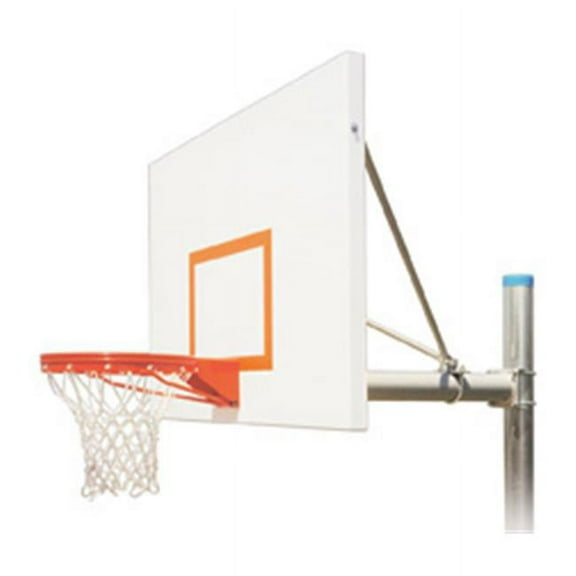 Renegade Playground Steel In Ground Fixed Height Basketball System, Sienna Orange