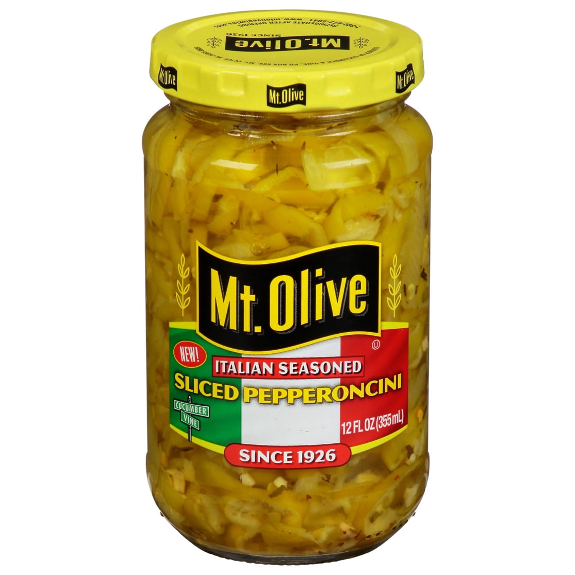 (6 pack) Mt. Olive Italian Seasoned Sliced Pepperoncini, 12 fl oz jar