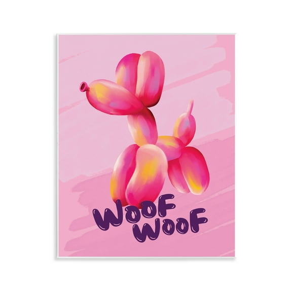 Stupell Industries Woof Balloon Dog Text & Numbers Painting Unframed Art Print Wall Art, 11 x 14