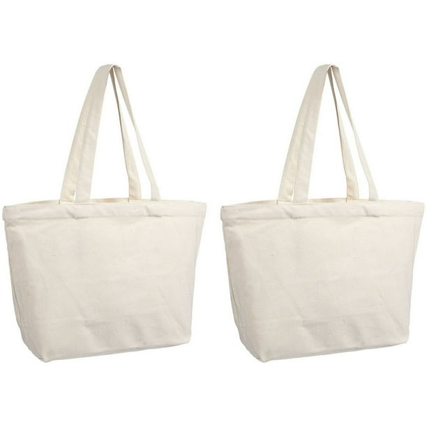 Reusable Grocery Bags - 2 Pack Canvas Blank Tote Bags - 18.5 x 11.5 x 5.7 Inches - www.paulmartinsmith.com ...