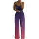 thumbnail image 2 of Gibobby pantalones siameses de pierna ancha Mono en V con estampado de mamelucos de verano para mujer(Morado， L), 2 of 5