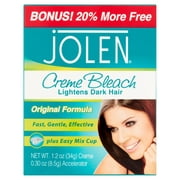 Jolen Creme Bleach Dark Hair Lightener, Original, 1.2 oz Jar