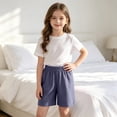 thumbnail image 4 of Girls Cotton Shorts 3-Pack Elastic Waist Pull On Kids Casual Shorts Orange,Size 10 T, 4 of 9