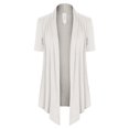 thumbnail image 1 of Made by Olivia Women's [Made in USA] Solid Jersey Knit Short Sleeve Open Front Draped Cardigan (S-3XL) Ivory M, 1 of 4
