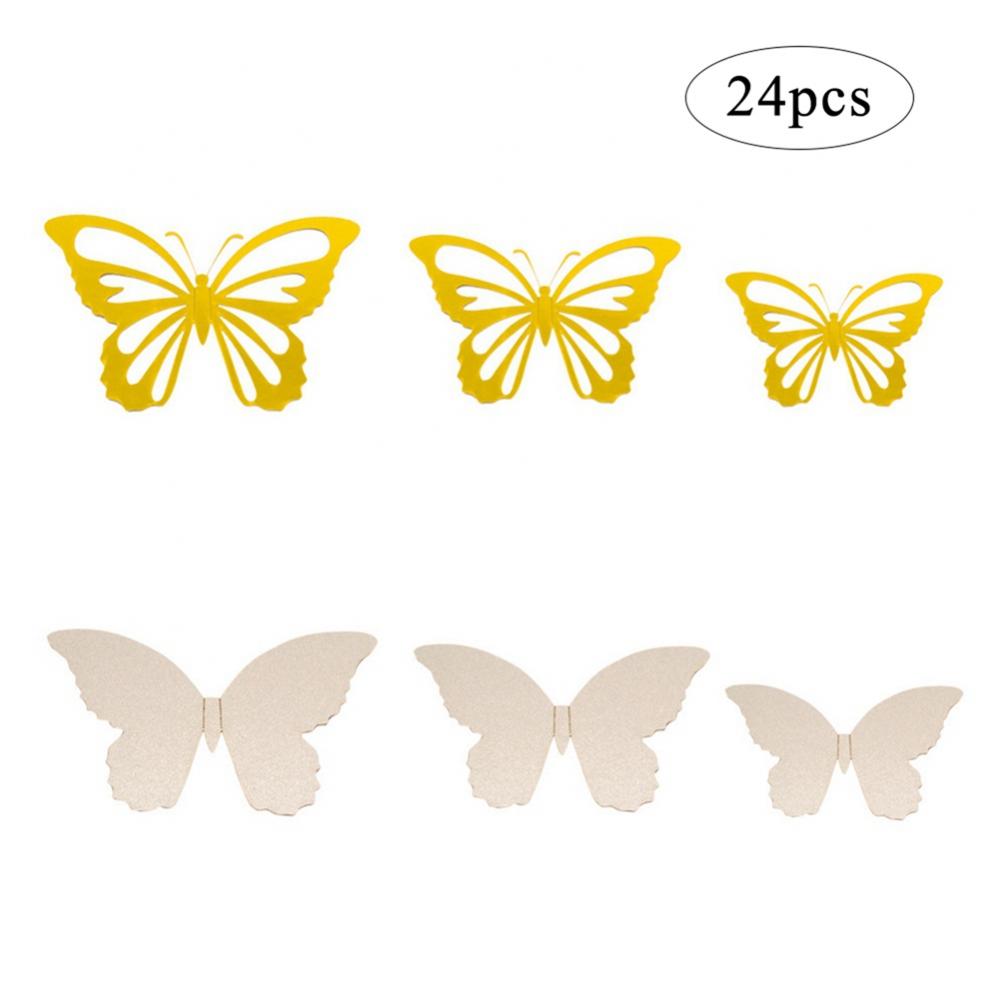 Stibadium 24PCS Gold Butterfly Wall Decals 3D Butterflies Stickers Removable Mural Decor for