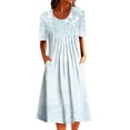 thumbnail image 1 of Ketyyh-chn99 Robe d'Été pour Femmes Grande Taille Robe Maxi Robe d'Été Manche à Volants Ample Fluide Plissée Robe Mini Bleu Clair,G, 1 of 5