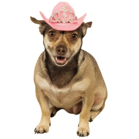 Pink Pet Western Cowboy Cowgirl Princess Dog Cat Costume Hat With Tiara-S-M