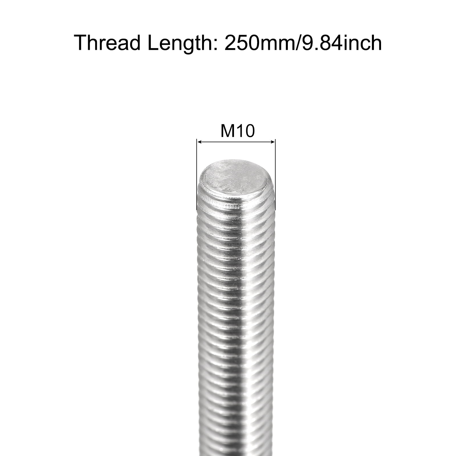 Fully Threaded Rod M10 x 250mm 1.5mm Pitch 304 Stainless Steel Right Hand 10pcs