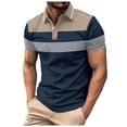 thumbnail image 5 of XDZJLR Men's Polo Shirt Striped Leisure Fashion Design Lapel Button Short Sleeve Color Block Tops T Shirt for Men, 5 of 5