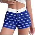 thumbnail image 2 of Weiqiqre Pajamas for Women Summer Striped Elastic Waist Button High Waist Slim Pajamas Shorts, 2 of 6