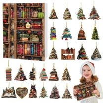 Hwkond Christmas Advent Calendar 24 Days Christmas Countdown Box Book Styling Acrylic Pendant Holiday Decorations With Collecting