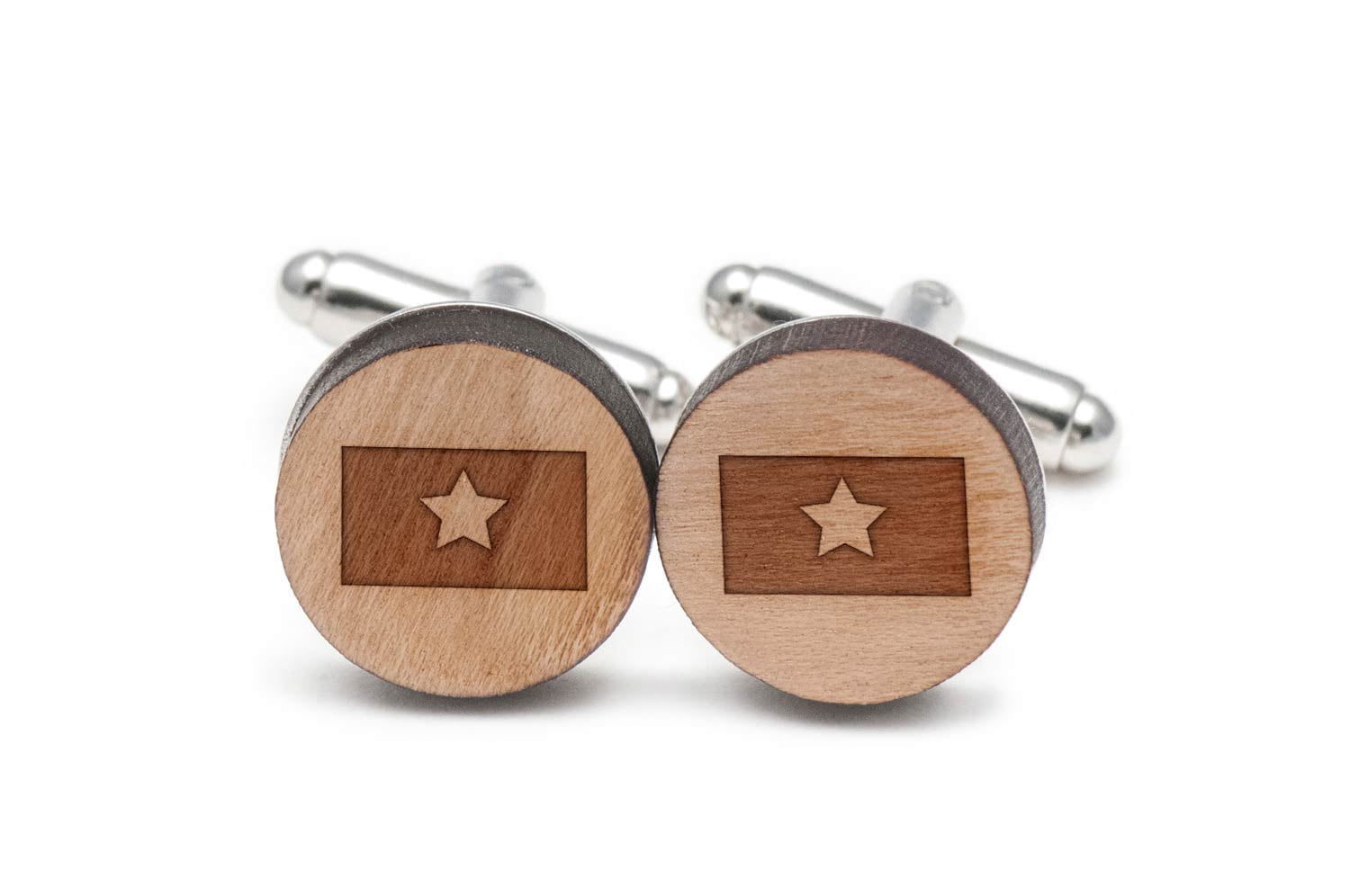 Vietnam Flag Cufflinks, Wood Cufflinks Hand Made in the USA by BigSpool Distributors