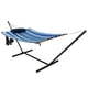 thumbnail image 1 of Costway Hamaca con soporte, soporte en acero resistente y barras separadoras de madera de haya, silla hamaca tejida en algodón con almohada alfombrilla portavaso y bolsillo,fácil de montar, 1 of 6
