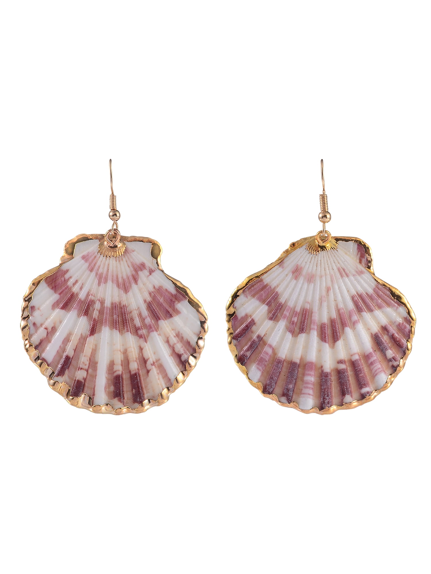 Time and Tru Adult Female Gold-Tone Metal and Clam Shell Drop Earring