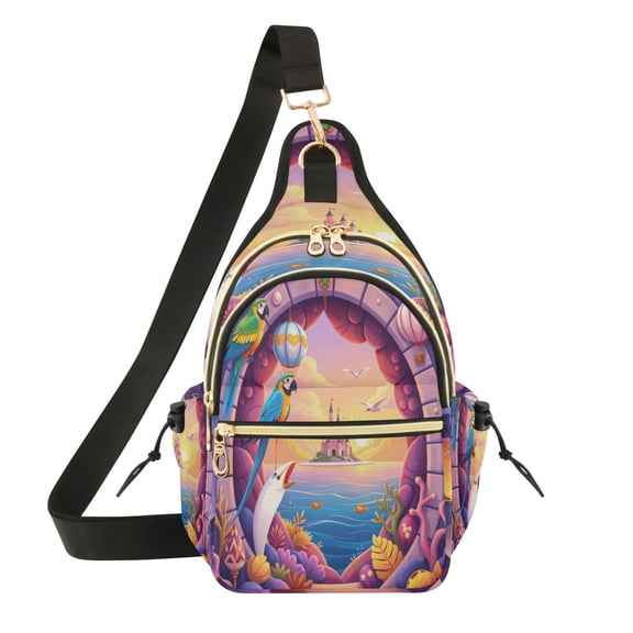 Women Crossbody Bag Fashion Fantasy Cove Printed Sling Bags Shoulder for Women