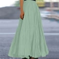 thumbnail image 2 of RUTAYY Women Fashion Casual High Waist Fold A Dress Soild Vintage Loose Beach Wrap Maxi Long Skirt Solid Color Smocked Boho Pleated Skirts, 2 of 5