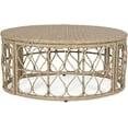 thumbnail image 6 of kevinplus ø32.5'' Boho Oval Wicker Coffee Table Rattan Round Coffee Table for Living Room Outdoor & Indoor, Modern Farmhouse Countryside Style, Easy Assembly, Brown, 6 of 16