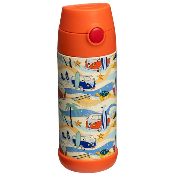 Snug Kids Water Bottle - thermos Isolés en Acier Inoxydable avec Paille (Filles / Garçons) - Plage, 12 Oz