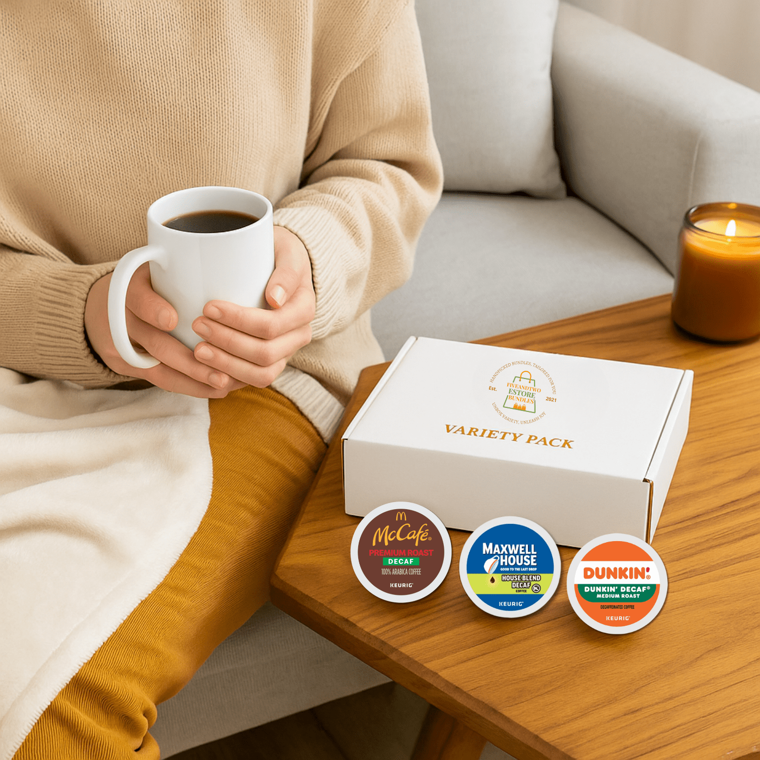 Decaf K-Cups 30pc Variety Pack: Dunkin, McCafe Arabica, Maxwell House Blend with Coffee Recipe eBook