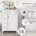 thumbnail image 2 of 24-Inch Bathroom Vanity with Ceramic Sink, Modern Freestanding Single Bathroom Cabinet with 6 Drawers & 2 Cabinets for Bathroom, Soft Closing and Solid Wood Frame, White, 2 of 7