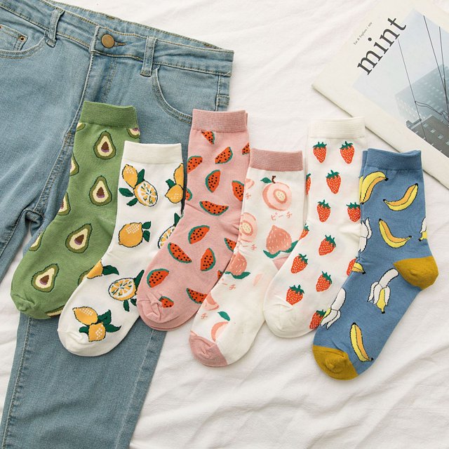 QPENWEI pares de calcetines divertidos y novedosos para mujeres y niñas, calcetines de algodón con diseño de comida loca y adorable, regalo para niñas