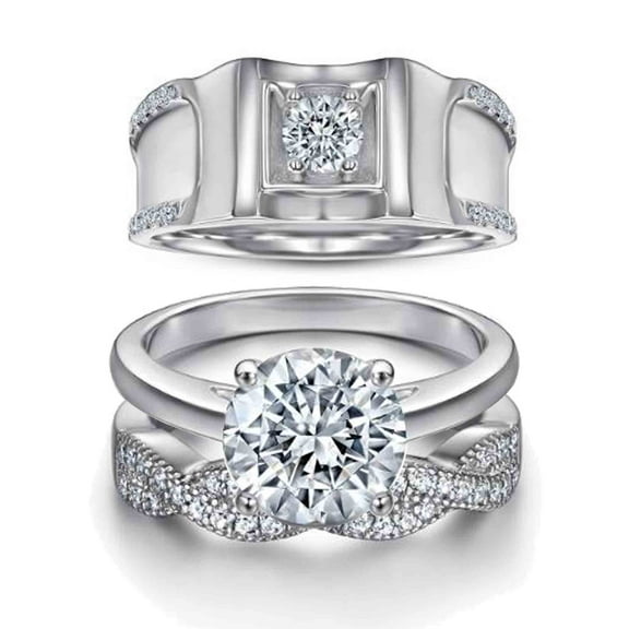 Wedding Ring Sets His And Hers Couples Women and men S925 Sterling Silve Wedding Bands