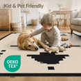 thumbnail image 4 of ODIKA 3'x5' Washable Throw Rug Stain Resistant, Low Profile, Non-Slip Beige Black Geometric Symmetry Accent Design Elegant Contrast with Bold for Entryway, Kitchen, Mudroom, 4 of 7