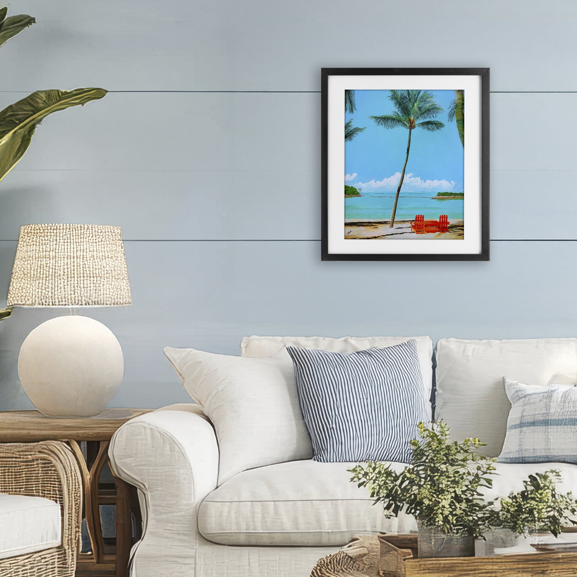 Stupell Industries Dreaming Of Palm Trees Black Framed Print Under Glass, design by John Jaster