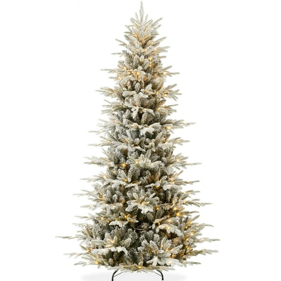 Best Choice Products 12ft Pre-Lit Flocked Artificial Aspen Noble Fir Christmas Tree w/5,748 Branch Tips, 1000 LED Lights