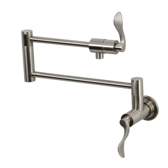 Kingston Brass KS4108DFL NuWave Two-Handle 1-Hole Wall Mount Pot Filler Faucet in Brushed Nickel