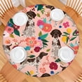 thumbnail image 2 of Dogs with Pioneer Flower Round Fitted Tablecloth with Elastic Edge,Dining Table Cover Waterproof,Outdoor Round Tablecloth for Camping,Dining,Indoor and Outdoor, 2 of 7