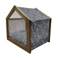 thumbnail image 2 of Modern Pet House, Concept of Arrows Stars Crescent Moon Leaves Silhouettes Pattern Design, Outdoor & Indoor Portable Dog Kennel with Pillow and Cover, 5 Sizes, Blue Grey and Pale Grey, by Ambesonne, 2 of 5