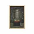 thumbnail image 1 of Gothic Wall Art with Frame, Fantasy Theme Spell Casting Warlock Witch Skulls on Shelves Candles Spooky Scenery, Printed Fabric Poster for Bathroom Living Room, 23" x 35", Red Brown, by Ambesonne, 1 of 2