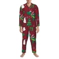 thumbnail image 4 of Bingfone Men'S Pajama Set 2 Piece Loungewear Pjs, Long Sleeve With Pajama Pants-Dinosaur Christmas, 4 of 9