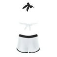thumbnail image 5 of mgoYE Women's High Waisted Bikini Sets Two Piece Swimsuits Sporty Tummy Control Bathing Suit Color Block Swim Suit(White,L), 5 of 7