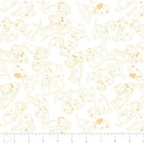 101 Dalmatians Disney Puppies Dogs Outline Yellow 100% Cotton Fabric by The Yard