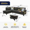 thumbnail image 4 of Ponliving Furniture Sectional Sofa 3 Pieces L-Shape Sectional Sofa Set Dark Brown Left Hand Facing, 4 of 5