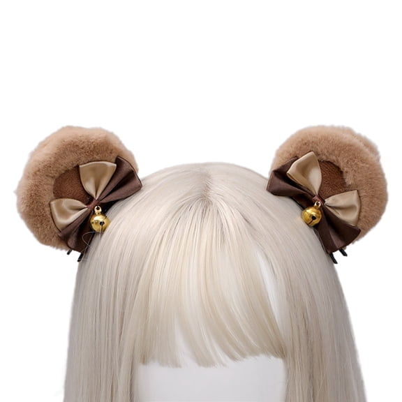 UNTERING Hairpin Faux Bear Ears Hair Clip Sweet Double Bowknot Cosplay Hairpins