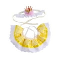thumbnail image 3 of Conjunto de gorro con corona de gato y bufanda de encaje, incluye pañuelo bandana reutilizable y gorro de fiesta. Amarillo, 3 of 9
