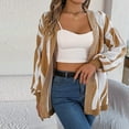 thumbnail image 2 of Lovskoo 2024 Cardigan Sweaters for Women Casual Long Sleeve Loose Solid Ladies Outing Cardigan Blouse Sweater Coat Khaki, 2 of 9